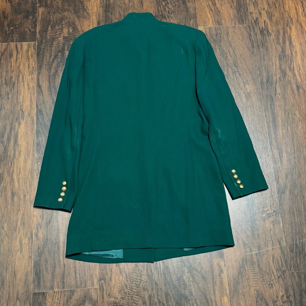 DANA BUCHMAN 100% wool Elegant Green Women's Jacket mandarin collar vintage 10 - Picture 12 of 15